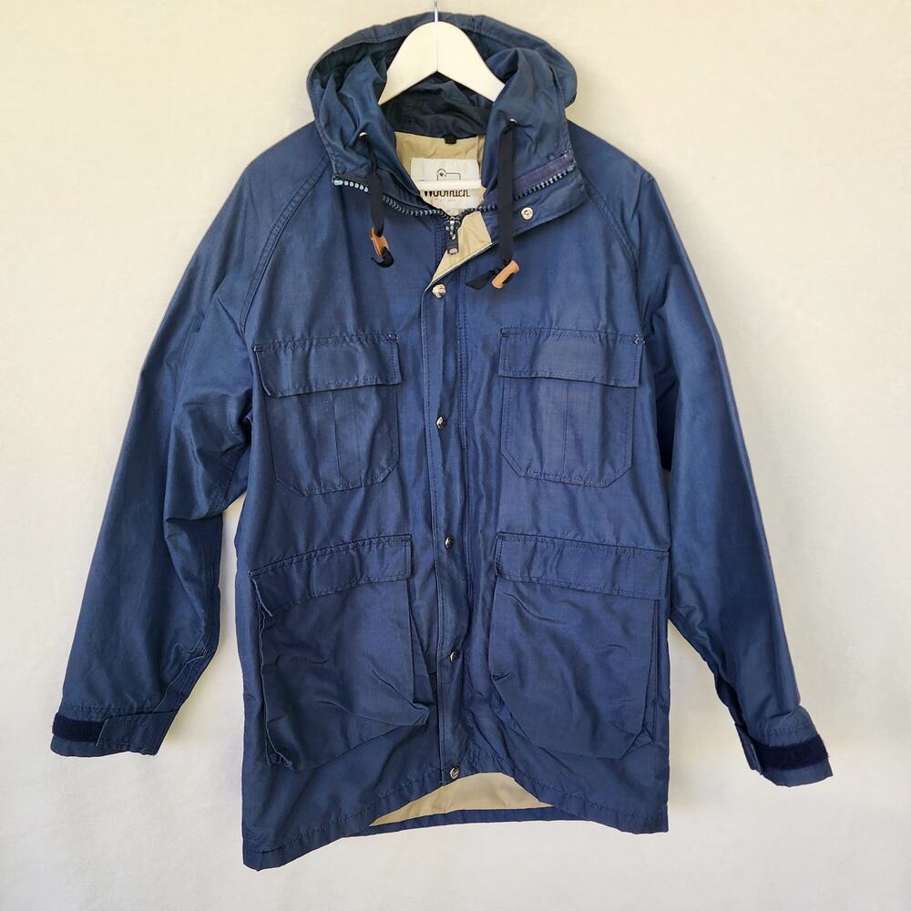 VTG 70s Woolrich 60/40 Mountain Parka Jacket Men M Navy Blue Talon Zip Made USA